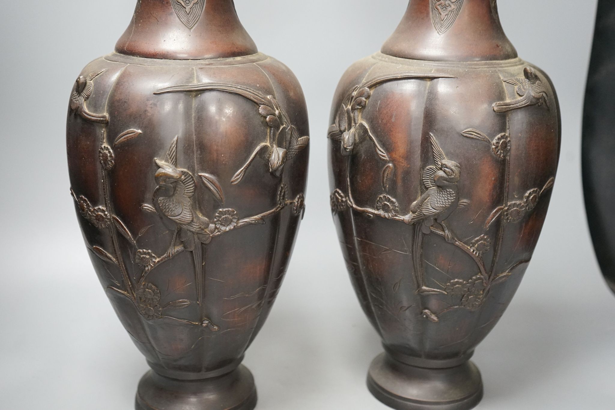 A pair of 19th century Japanese bronze vases, 46cm